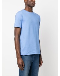 hellblaues besticktes T-Shirt mit einem Rundhalsausschnitt von Polo Ralph Lauren