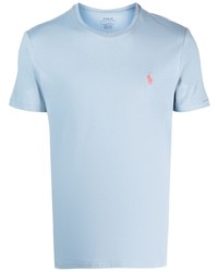 hellblaues besticktes T-Shirt mit einem Rundhalsausschnitt von Polo Ralph Lauren