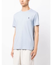 hellblaues besticktes T-Shirt mit einem Rundhalsausschnitt von Polo Ralph Lauren