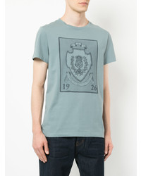 hellblaues besticktes T-Shirt mit einem Rundhalsausschnitt von Kent & Curwen