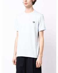 hellblaues besticktes T-Shirt mit einem Rundhalsausschnitt von Fred Perry