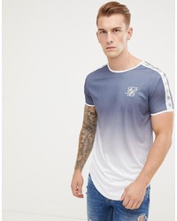 hellblaues besticktes T-Shirt mit einem Rundhalsausschnitt von Siksilk