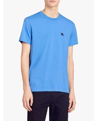 hellblaues besticktes T-Shirt mit einem Rundhalsausschnitt von Burberry