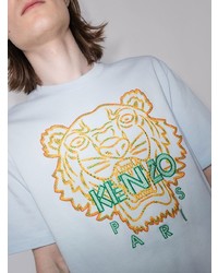 hellblaues besticktes T-Shirt mit einem Rundhalsausschnitt von Kenzo