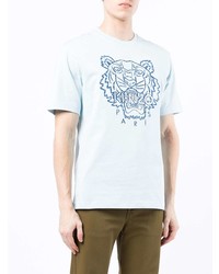 hellblaues besticktes T-Shirt mit einem Rundhalsausschnitt von Kenzo