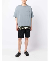 hellblaues Camouflage T-Shirt mit einem Rundhalsausschnitt von Comme des Garcons Homme