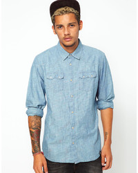 hellblaues Chambray Langarmhemd von 55dsl