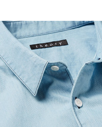 hellblaues Chambray Langarmhemd von Theory