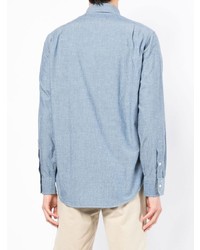 hellblaues Chambray Langarmhemd von Polo Ralph Lauren