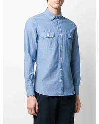 hellblaues Chambray Langarmhemd von Glanshirt