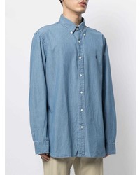 hellblaues Chambray Langarmhemd von Polo Ralph Lauren