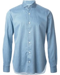 hellblaues Chambray Langarmhemd