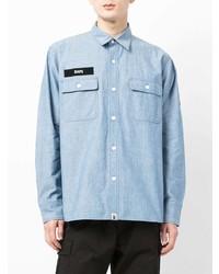 hellblaues Chambray Langarmhemd von A Bathing Ape