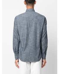 hellblaues Chambray Langarmhemd von Glanshirt