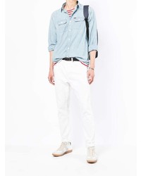 hellblaues Chambray Langarmhemd von Polo Ralph Lauren