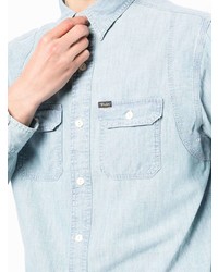 hellblaues Chambray Langarmhemd von Polo Ralph Lauren