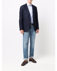 hellblaues Chambray Langarmhemd von Brunello Cucinelli