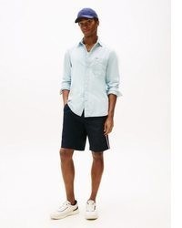 hellblaues Chambray Langarmhemd von Tommy Hilfiger