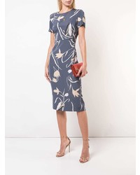 hellblaues Etuikleid mit Blumenmuster von Dvf Diane Von Furstenberg