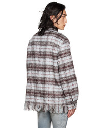 hellblaues Flanell Langarmhemd mit Schottenmuster von Amiri