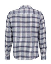 hellblaues Flanell Langarmhemd mit Schottenmuster von Urban Surface