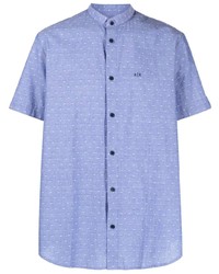 hellblaues gepunktetes Kurzarmhemd von Armani Exchange