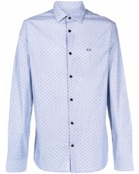 hellblaues gepunktetes Langarmhemd von Armani Exchange