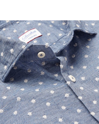 hellblaues gepunktetes Langarmhemd von Incotex