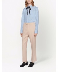 hellblaues gepunktetes Langarmhemd von Gucci