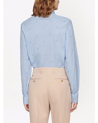 hellblaues gepunktetes Langarmhemd von Gucci