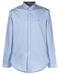 hellblaues gepunktetes Langarmhemd von Tommy Jeans