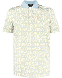 hellblaues gepunktetes Polohemd von Versace