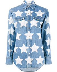 hellblaues Hemd mit Sternenmuster von Saint Laurent