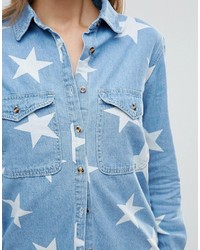 hellblaues Hemd mit Sternenmuster von Glamorous