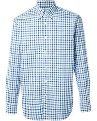 hellblaues Hemd mit Vichy-Muster von Canali