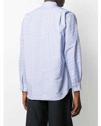 hellblaues horizontal gestreiftes Langarmhemd von Comme Des Garcons SHIRT