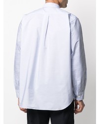 hellblaues horizontal gestreiftes Langarmhemd von Comme Des Garcons SHIRT