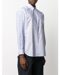 hellblaues horizontal gestreiftes Langarmhemd von Comme Des Garcons SHIRT