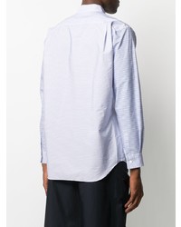 hellblaues horizontal gestreiftes Langarmhemd von Comme Des Garcons SHIRT