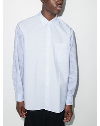 hellblaues horizontal gestreiftes Langarmhemd von Comme Des Garcons SHIRT