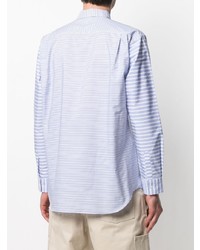 hellblaues horizontal gestreiftes Langarmhemd von Comme Des Garcons SHIRT