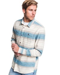 hellblaues horizontal gestreiftes Langarmhemd von Quiksilver