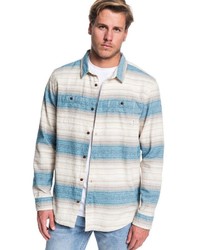 hellblaues horizontal gestreiftes Langarmhemd von Quiksilver