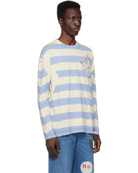 hellblaues horizontal gestreiftes Langarmshirt von Stella McCartney