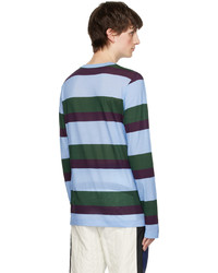 hellblaues horizontal gestreiftes Langarmshirt von Dries Van Noten