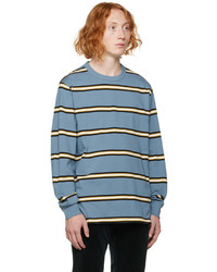 hellblaues horizontal gestreiftes Langarmshirt von Ps By Paul Smith