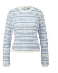 hellblaues horizontal gestreiftes Langarmshirt von QS