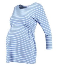 hellblaues horizontal gestreiftes Langarmshirt von Slacks & Co.