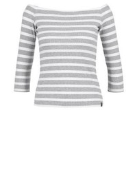 hellblaues horizontal gestreiftes Langarmshirt von Superdry