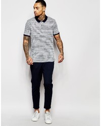 hellblaues horizontal gestreiftes Polohemd von Asos